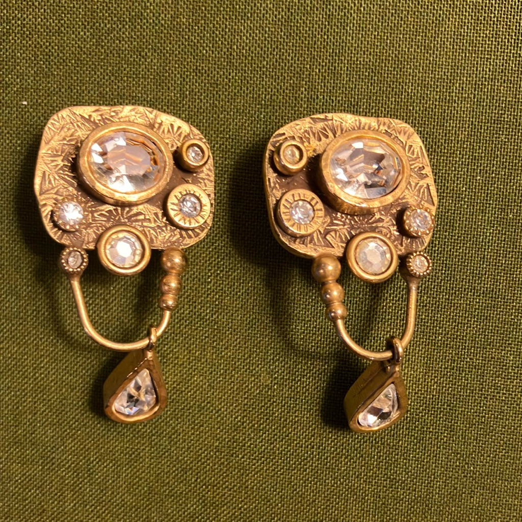 Patricia Locke Gold Earrings With Crystal Accents